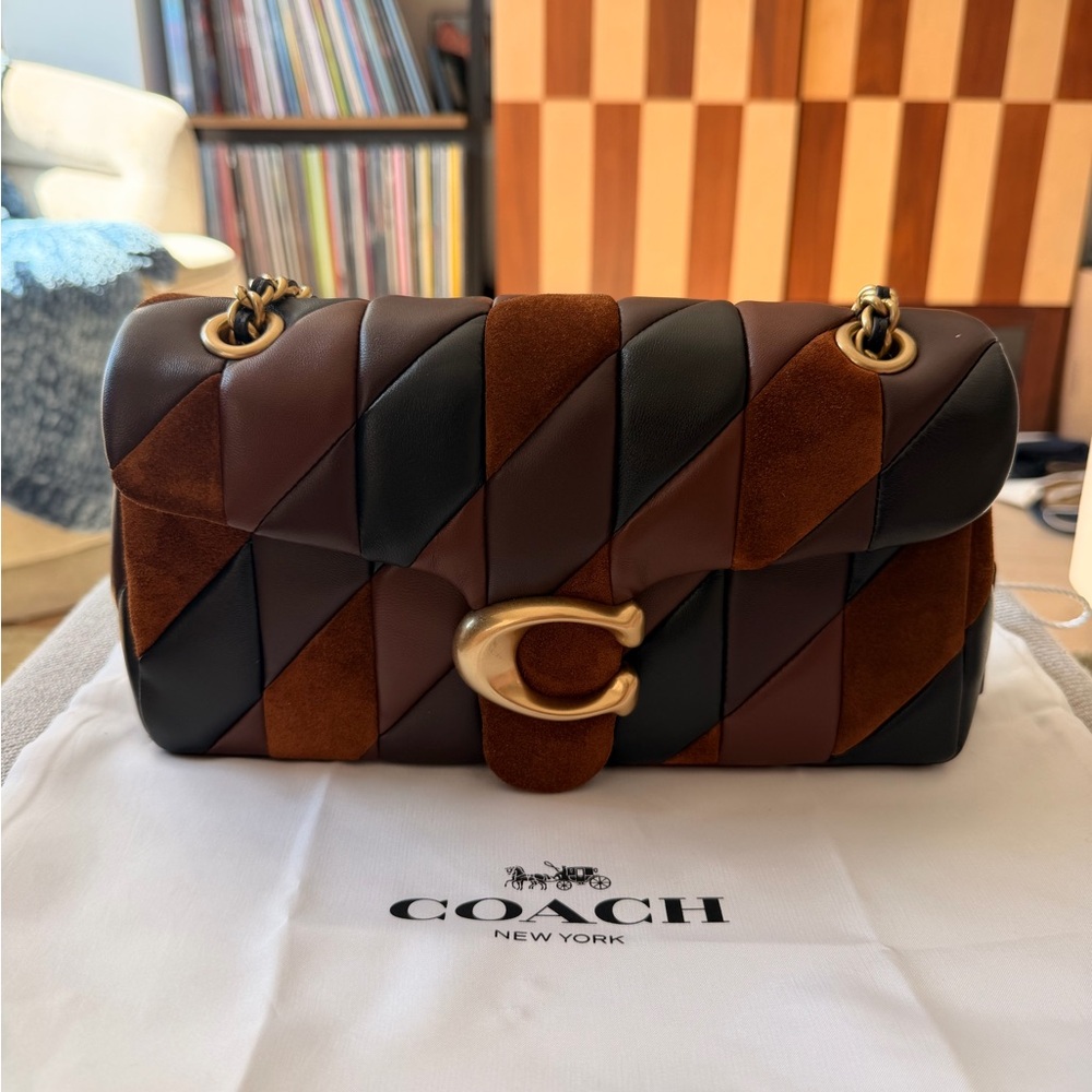 Coach Patchwork Leather Quilted Tabby 26 in Brown & Black with Gold Hardware